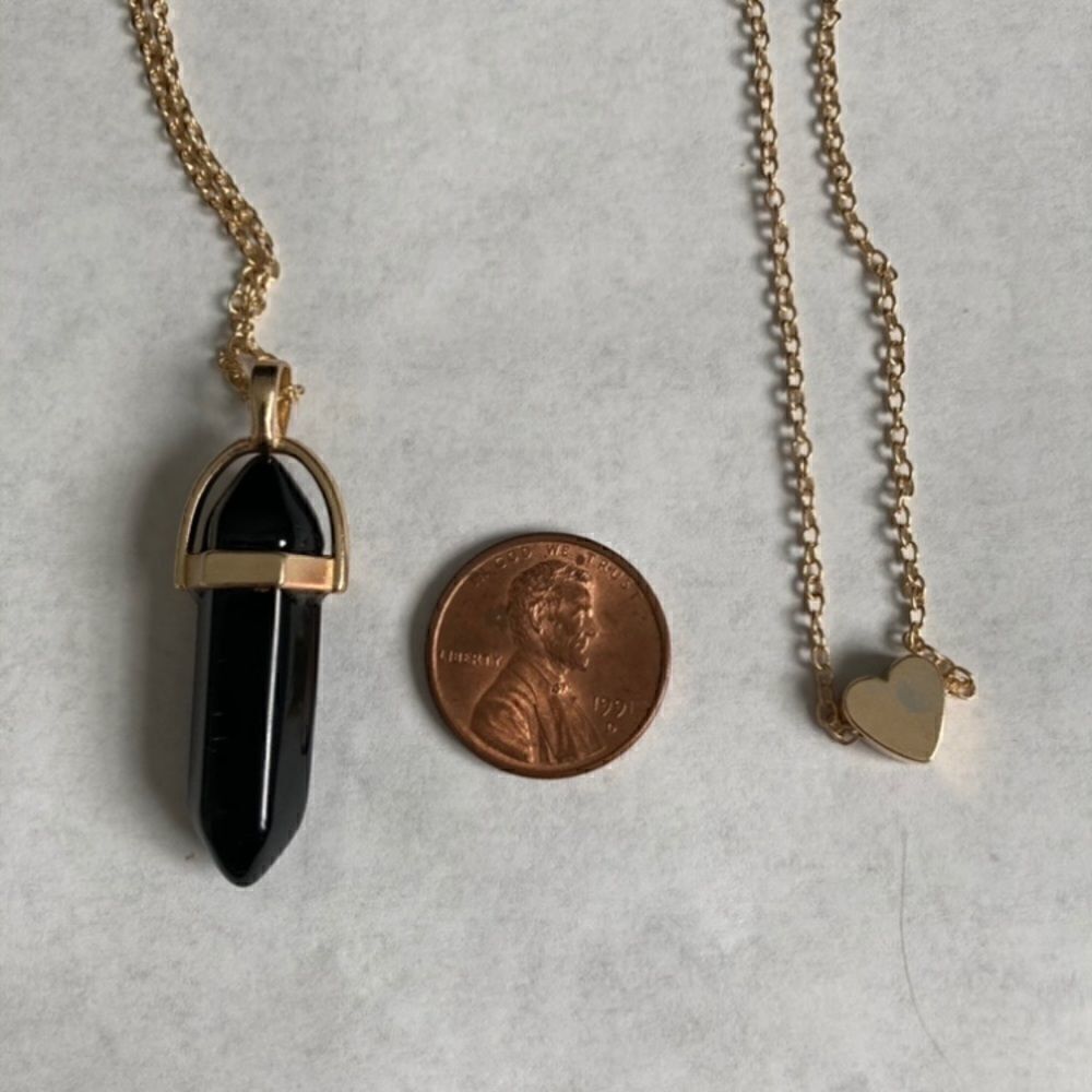 GOLDEN Layered Faux Onyx Stone Necklace - Picture 8 of 10